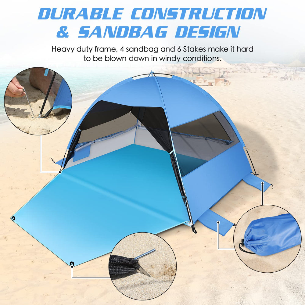 LetsFunny beach tent extended floor offers private space for changing or gear storage
