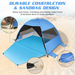 LetsFunny beach tent extended floor offers private space for changing or gear storage