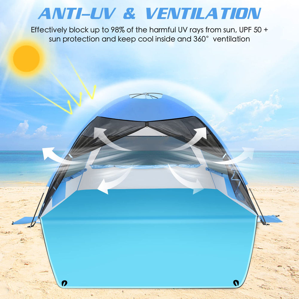 LetsFunny beach tent mesh windows promote airflow and cooler shade during sunny days