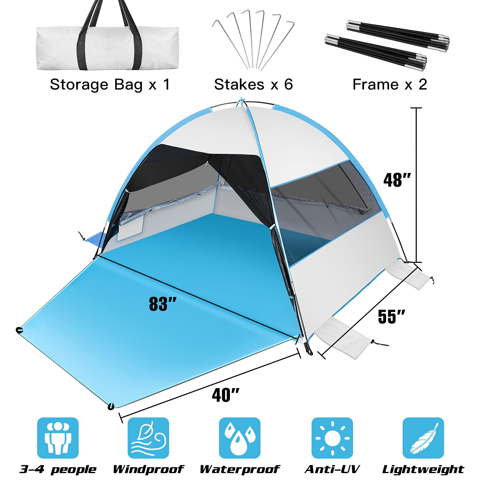 LetsFunny large beach tent extended floor showing extra space.