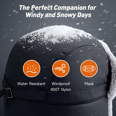 LETSHAKE winter trapper hat with built-in face mask for extra facial coverage.