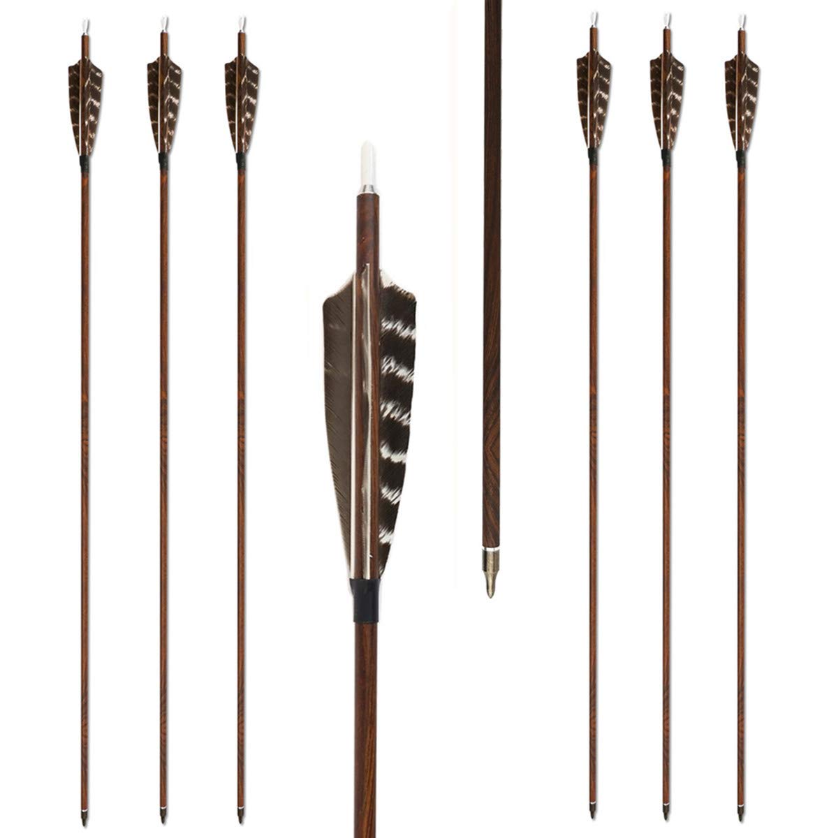 Letszhu archery carbon arrow with wooden shaft for stable flight and extended practice sessions.