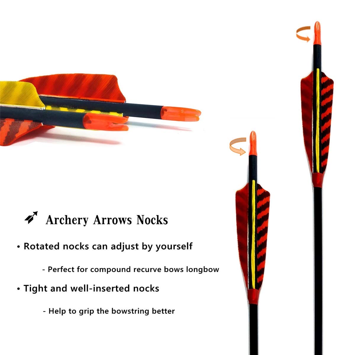 Letszhu archery arrows with nocks-inserts facilitate repair and customization