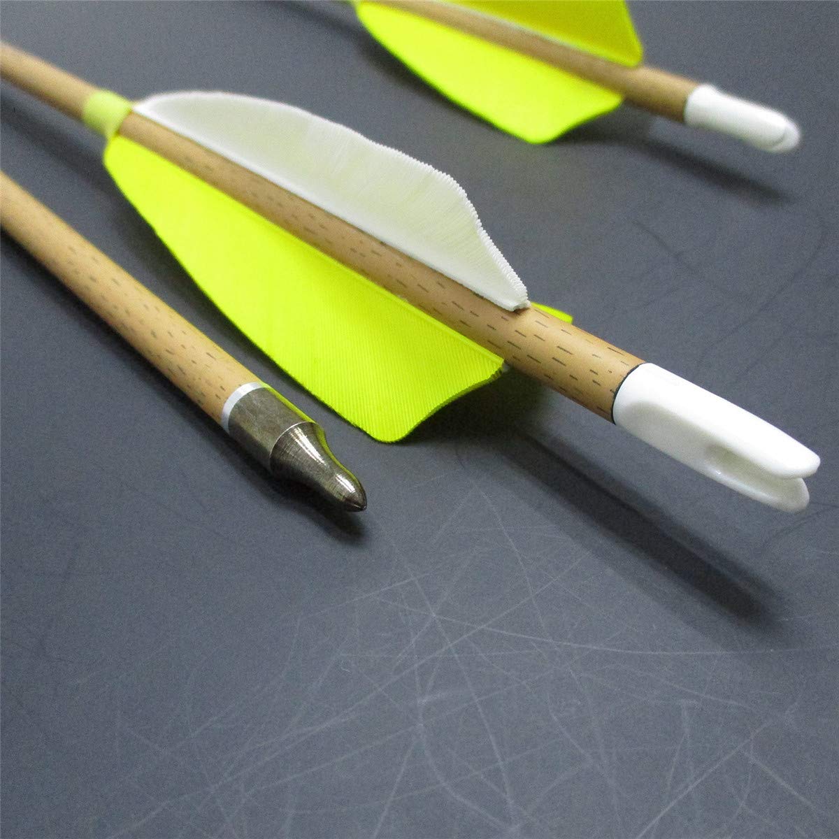 Letszhu Archery outdoor-use arrows with bright fletching for easy tracking