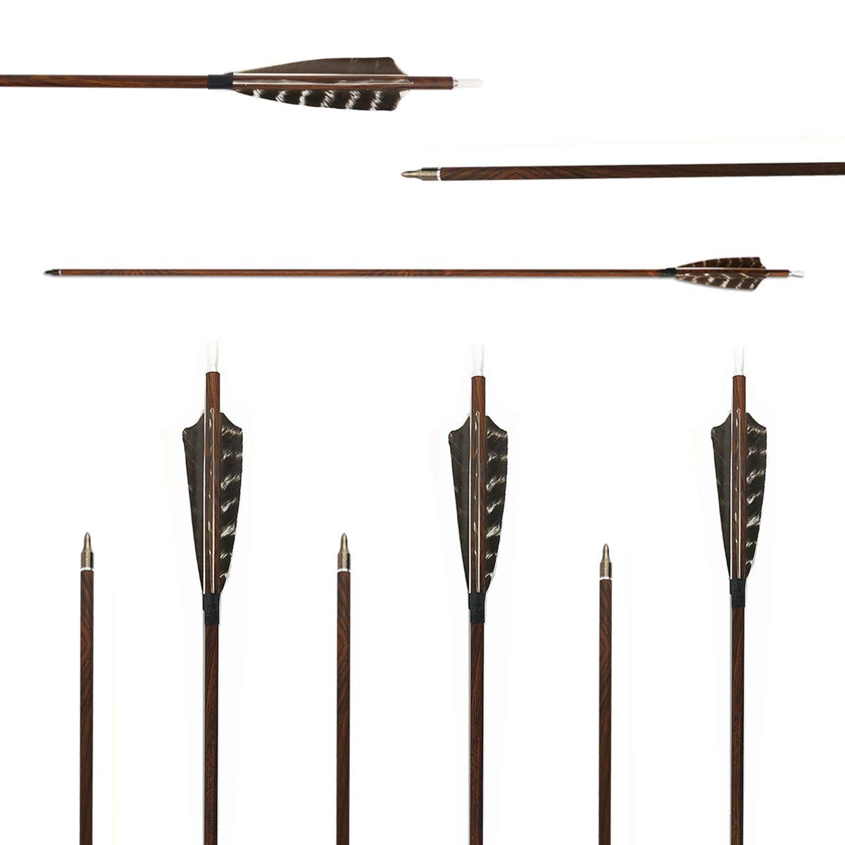 Letszhu archery wood grain pattern shaft highlights rugged look and wind-resistant performance.