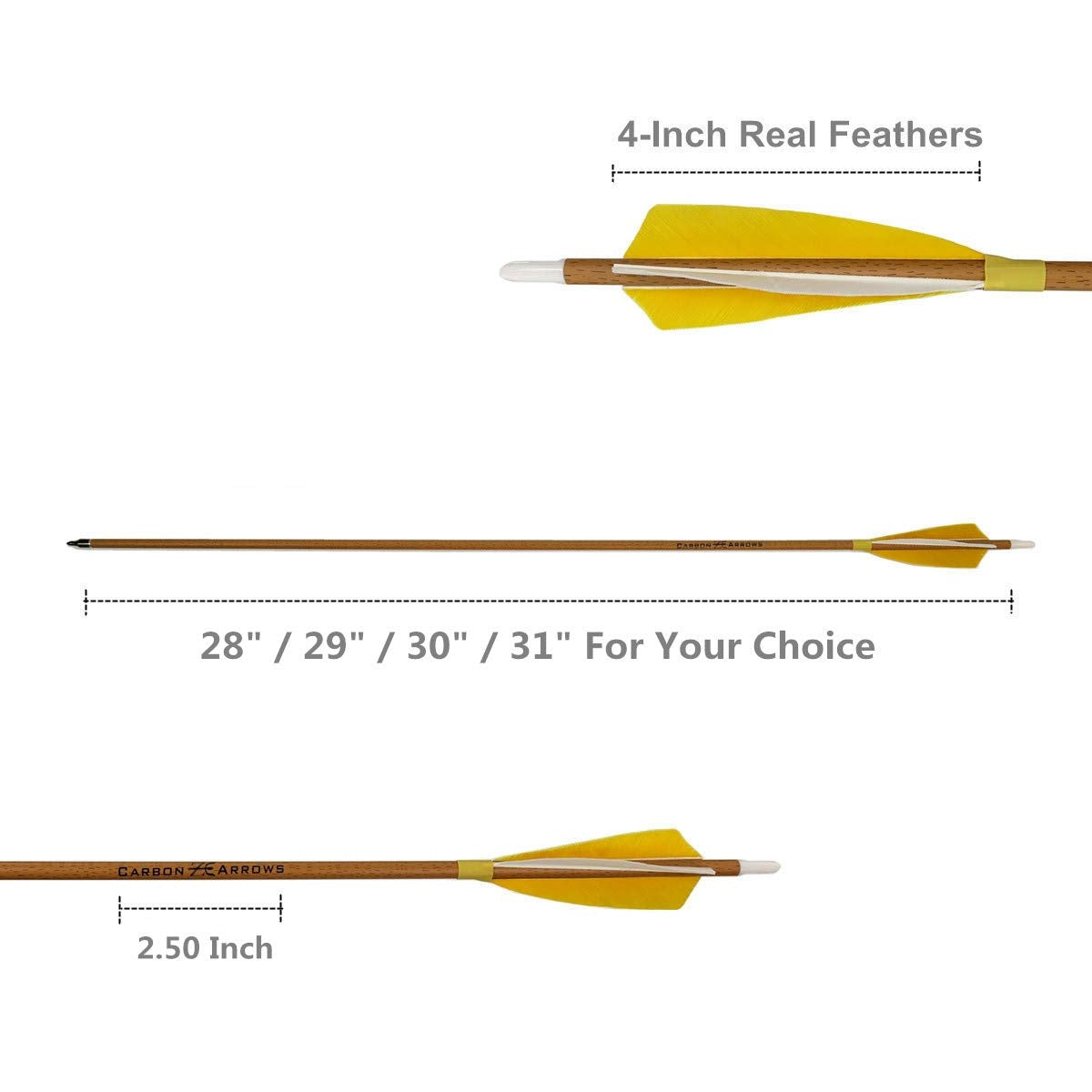 Letszhu Archery yellow-white fletching boosts outdoor visibility