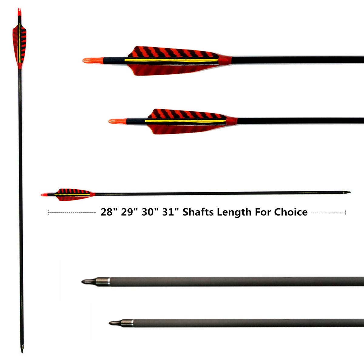Letszhu hunting archery carbon arrow removable-tips for easy maintenance