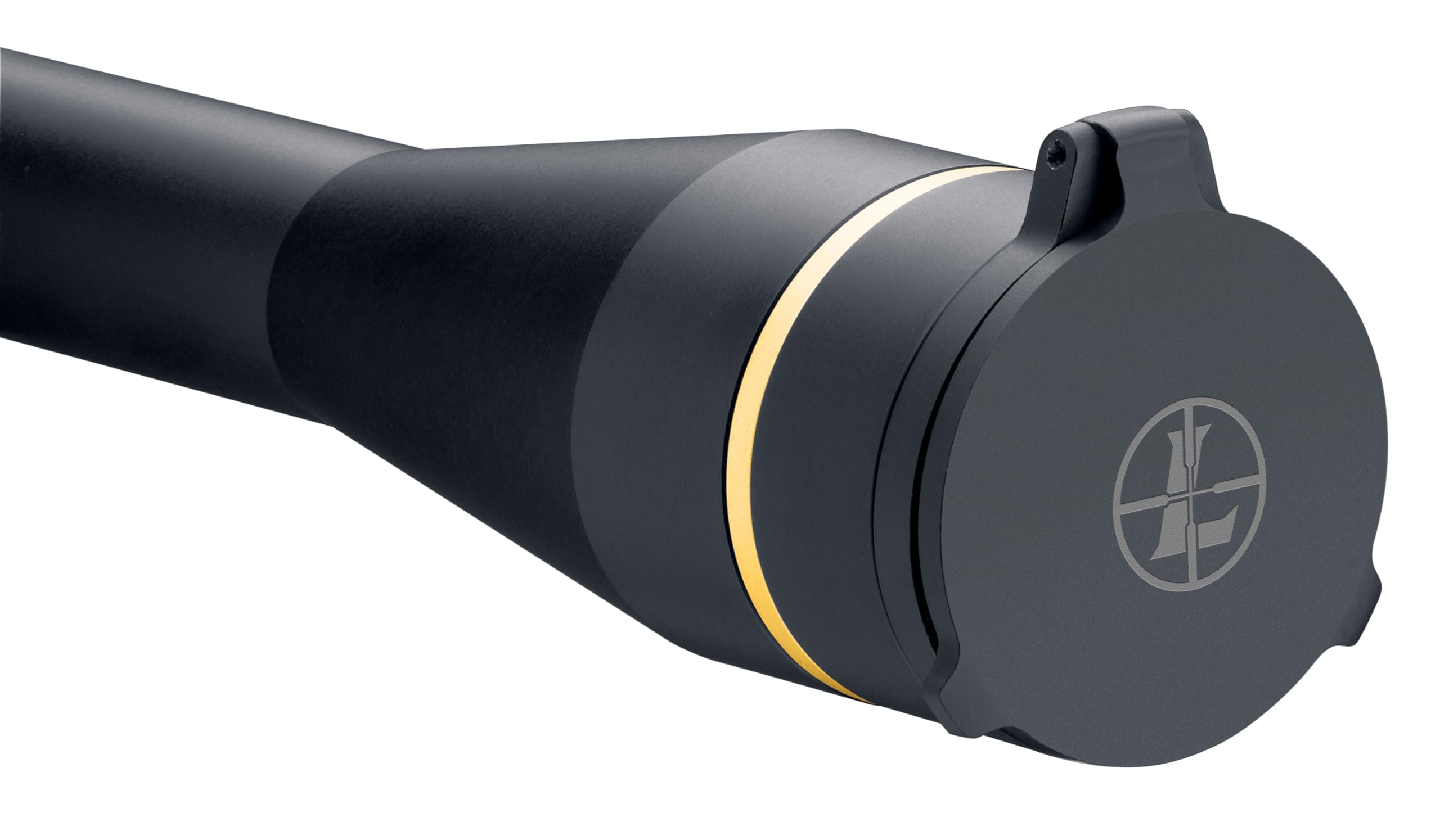 Leupold Alumina Flip-Back 24mm cover mounted on a scope showing low-profile open position.