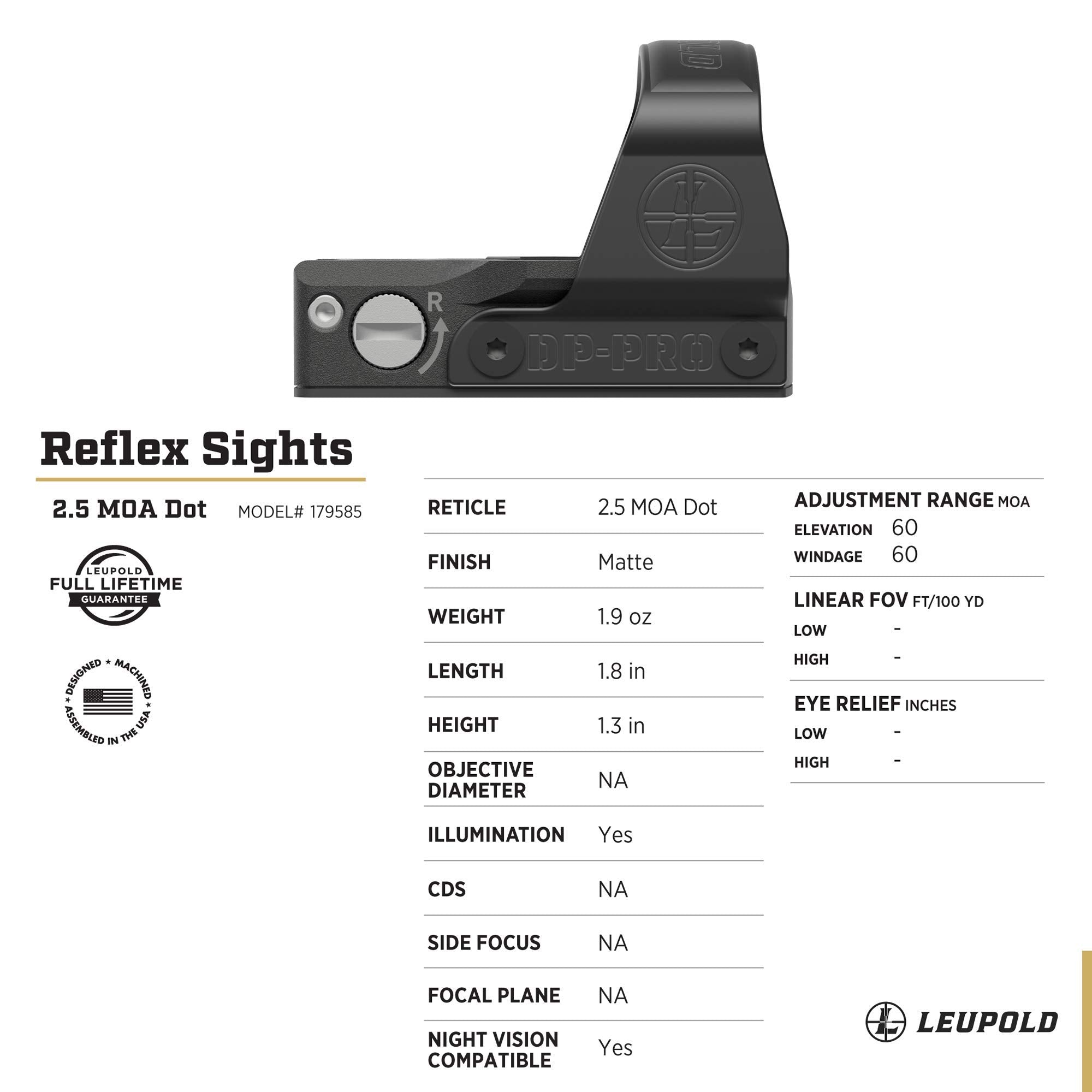 Leupold DeltaPoint Pro top-access battery compartment simplifies quick changes.