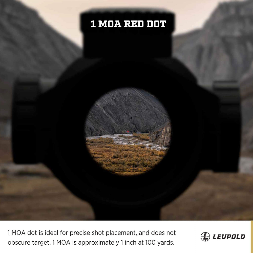 Leupold Freedom RDS illuminated reticle aids visibility in low light for quicker targeting.