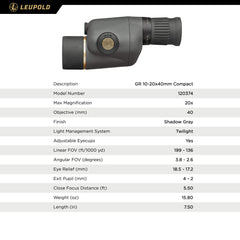 Leupold GR 10-20x40mm Gold Ring pro-coated lens boosts clarity.
