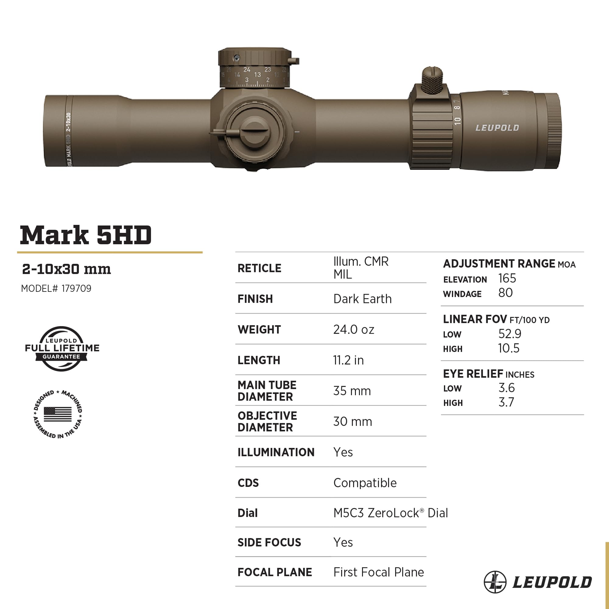 Leupold Mark 5HD eye box view emphasizes comfortable eye relief for aiming.
