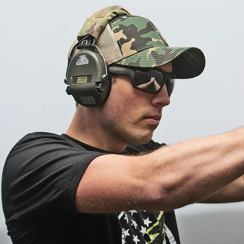 Leupold Packout eyewear with blue mirror polarized lenses reduces glare.