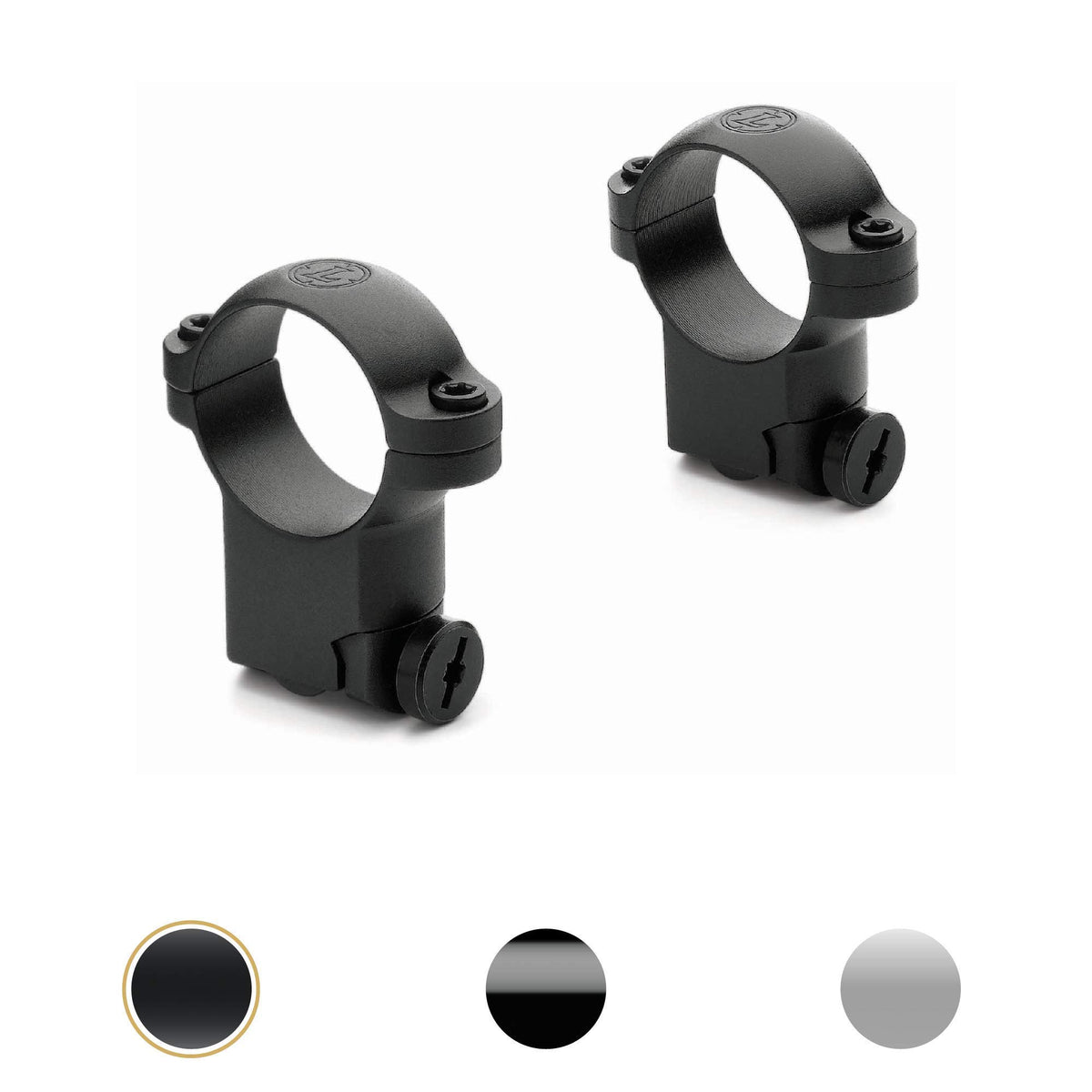 Leupold RM Ruger M77 ring close-up, solid steel construction for no-tap mounting.