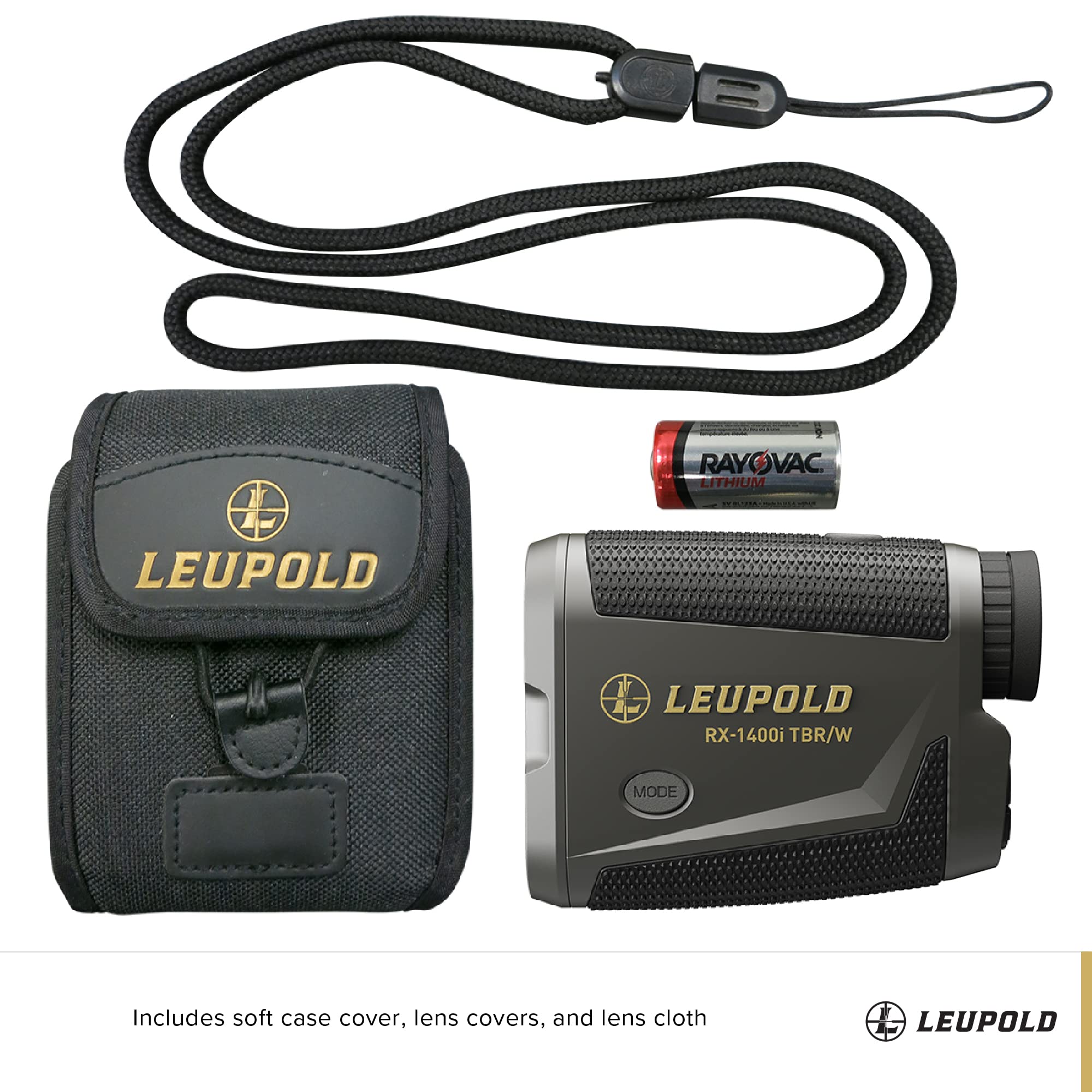 Leupold RX-1400i rugged polymer housing for field durability.