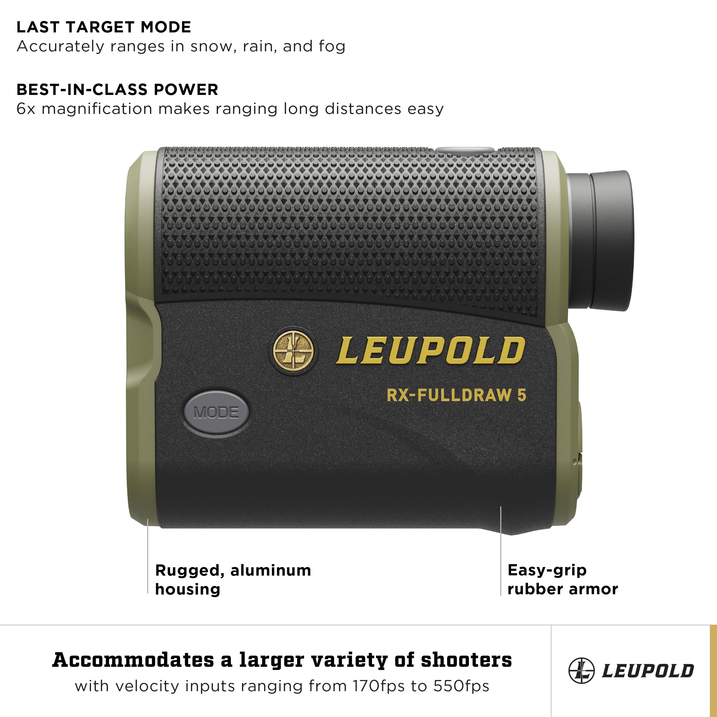 Leupold RX-FullDraw 5 rangefinder compact design fits in a pack