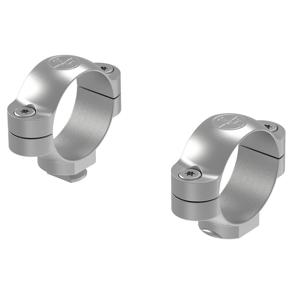 Leupold standard rings 30mm medium silver assembly shot emphasizes secure mounting compatibility.
