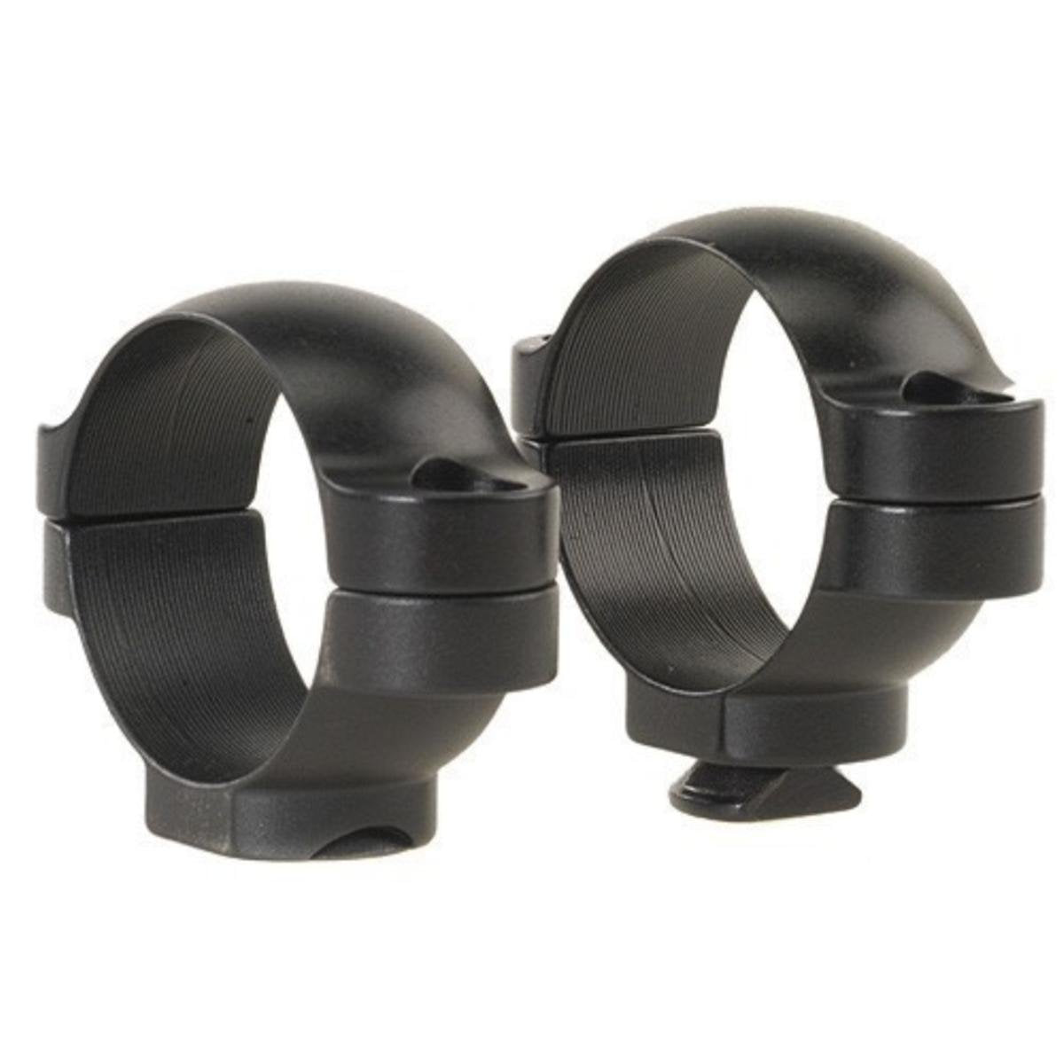 Leupold STD 1in medium rings in matte black for precise scope mounting.