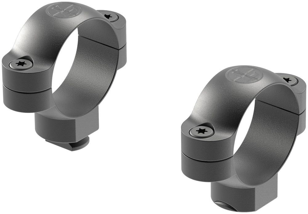 Leupold STD 30mm high rings matte finish enable solid dovetail-base alignment for stable breech access.