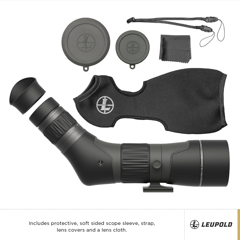 Leupold SX-2 Alpine HD Gen 2 20-60x60mm angled carry strap for easy transport.