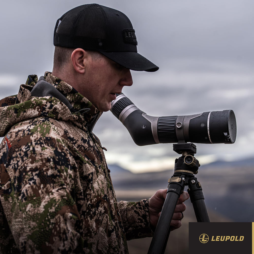 Leupold SX-2 Alpine HD Gen 2 20-60x60mm angled tripod mount ready for stabilization.