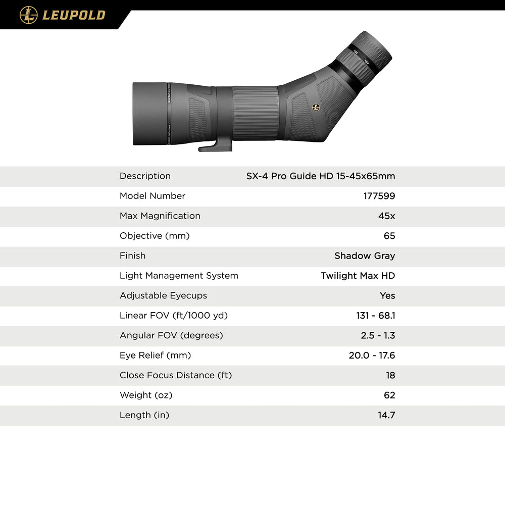 Leupold SX-4 Pro Guide HD is 100% waterproof and fogproof in rain.