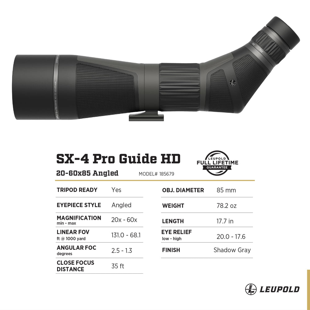 Leupold SX-4 Pro Guide HD Gen 2 side view with textured exterior finish