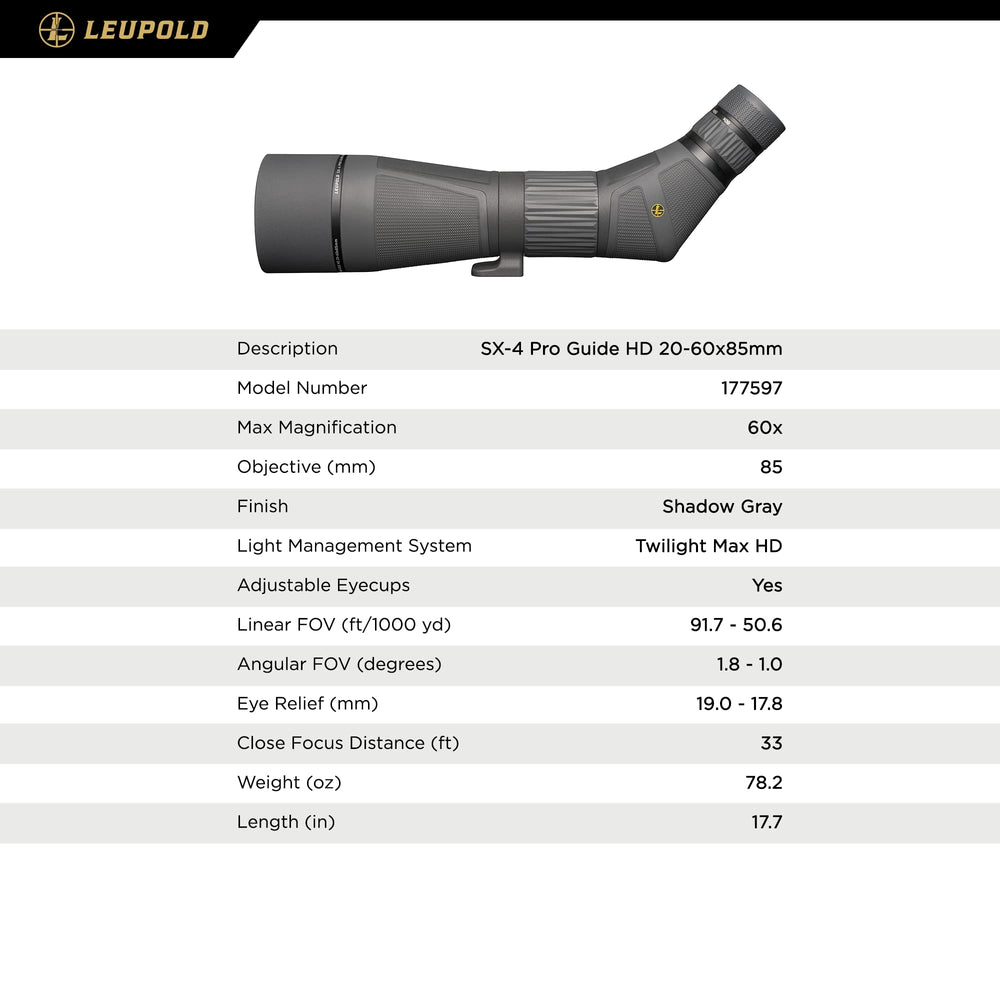 Leupold SX-4 Pro Guide HD waterproof fogproof chassis in harsh weather
