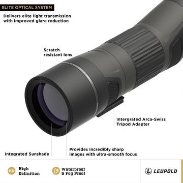 Leupold SX-4 Pro Guide HD Gen 2 straight eyepiece offers comfortable viewing.