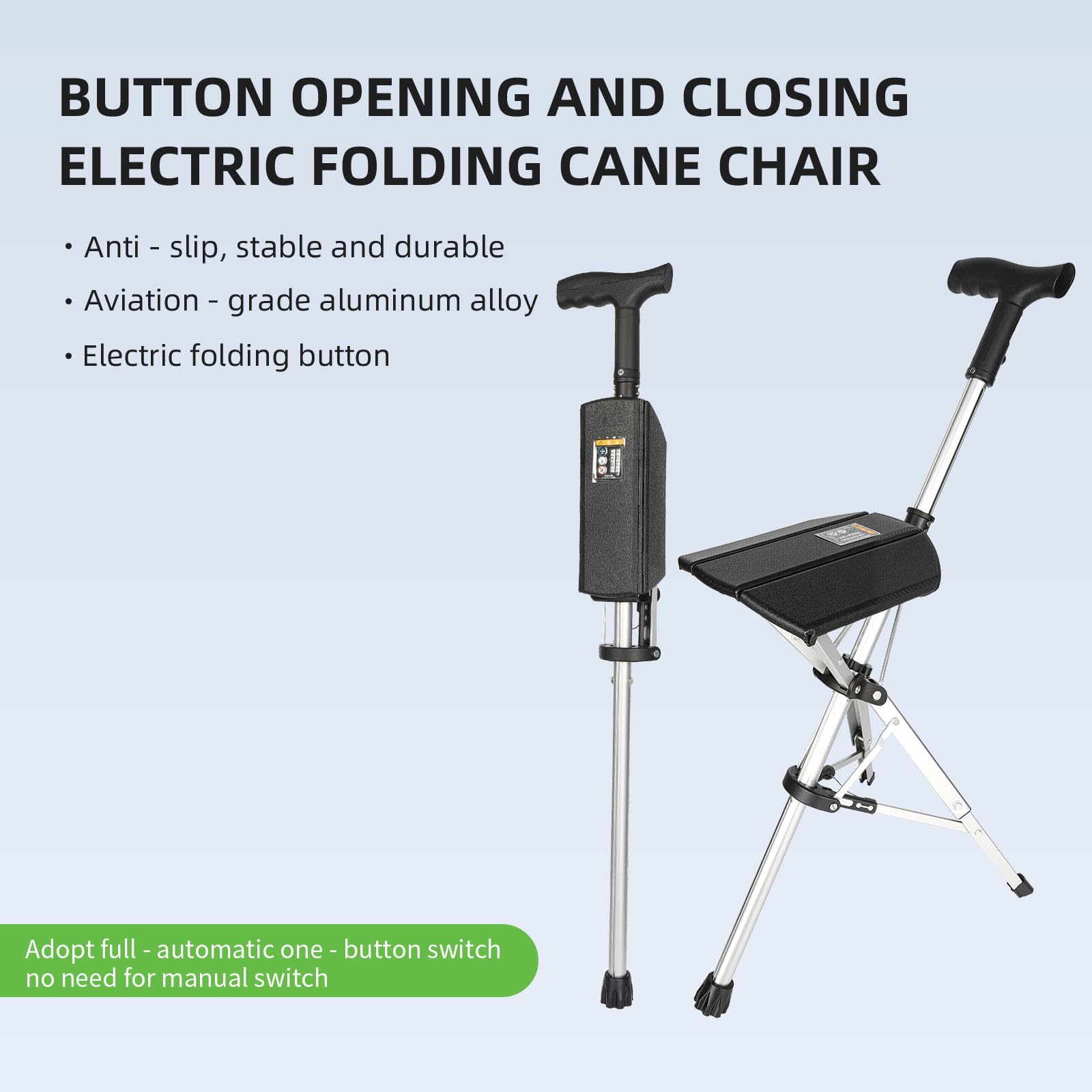 LewiTools electric crutch seat folded compact for easy storage and travel.