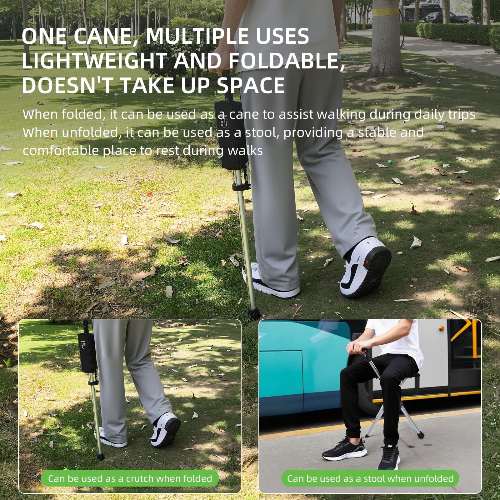 LewiTools anti-slip tips ensure stable footing on uneven ground.