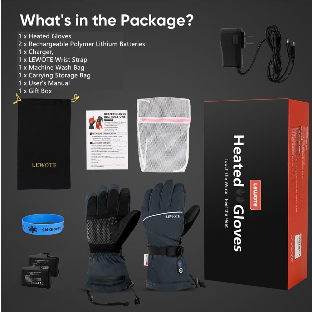 LEWOTE heated gloves offer high medium and low heat settings