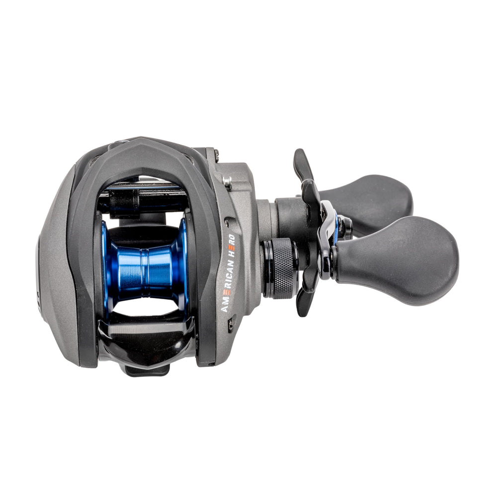 One-piece graphite frame with lightweight sideplates and 5-bearing system on Lew's American Hero Baitcast Reel