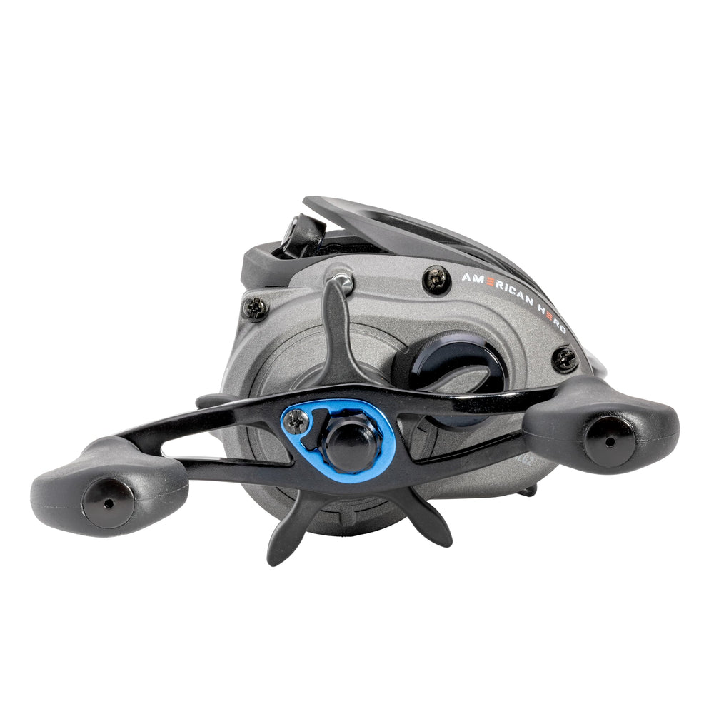 Lew's American Hero reel drag system demonstrates 15-lb max drag for controlled runs.