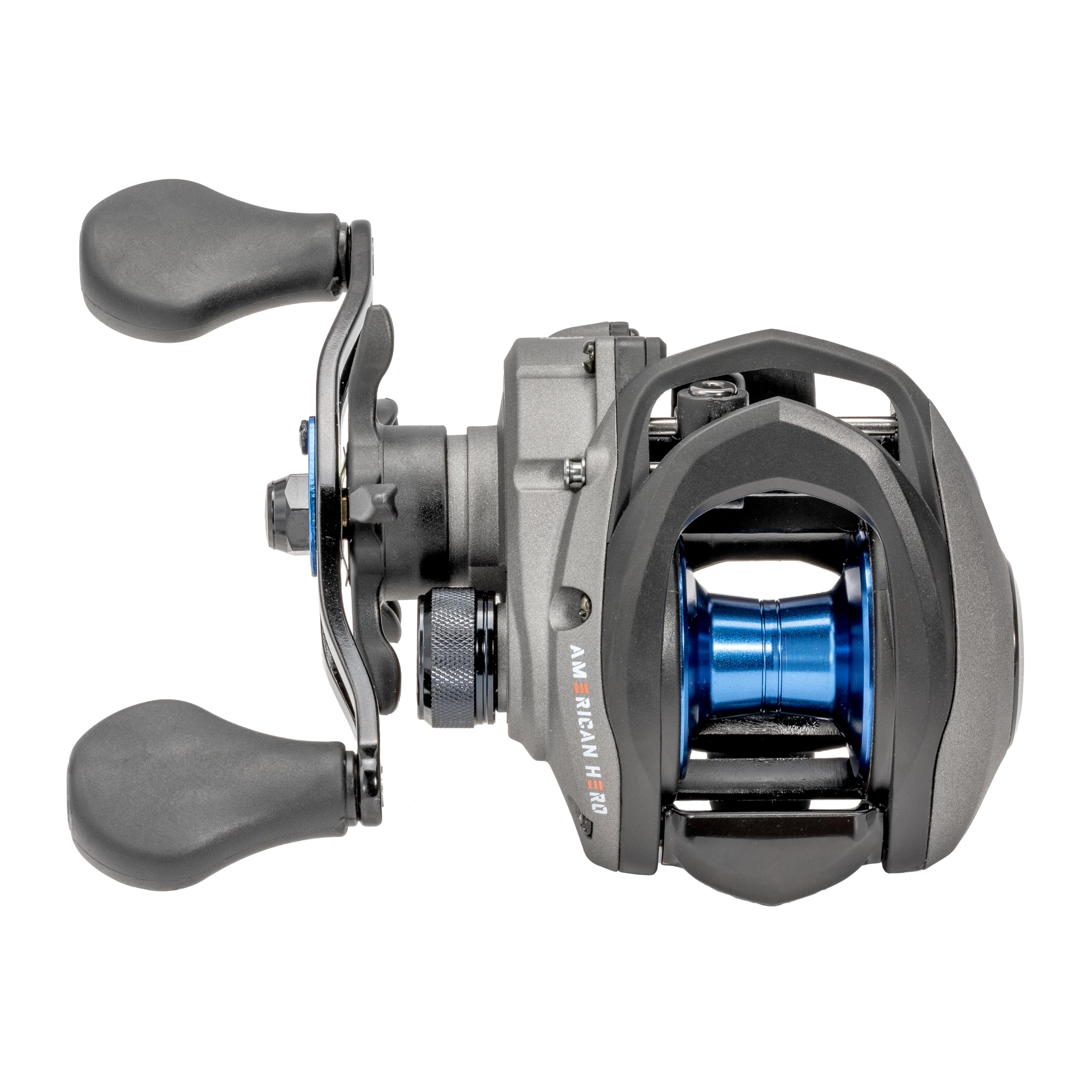 Lew's American Hero reel spool displays 32mm anodized aluminum construction for strong line management.