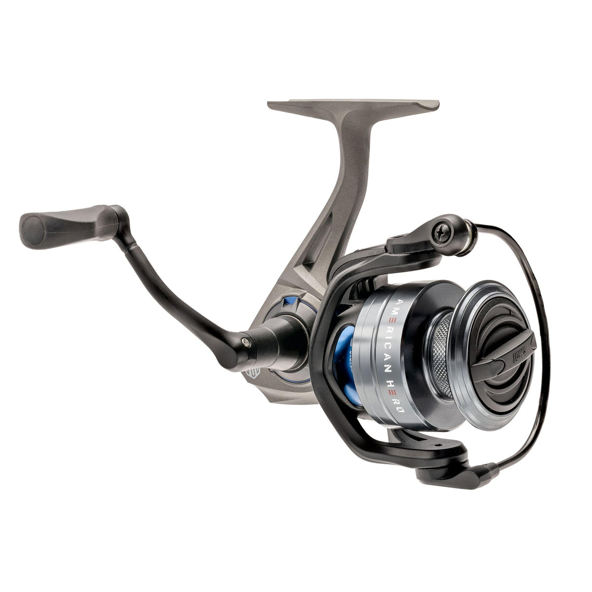Lew's American Hero spinning reel featuring graphite frame for lightweight durability.