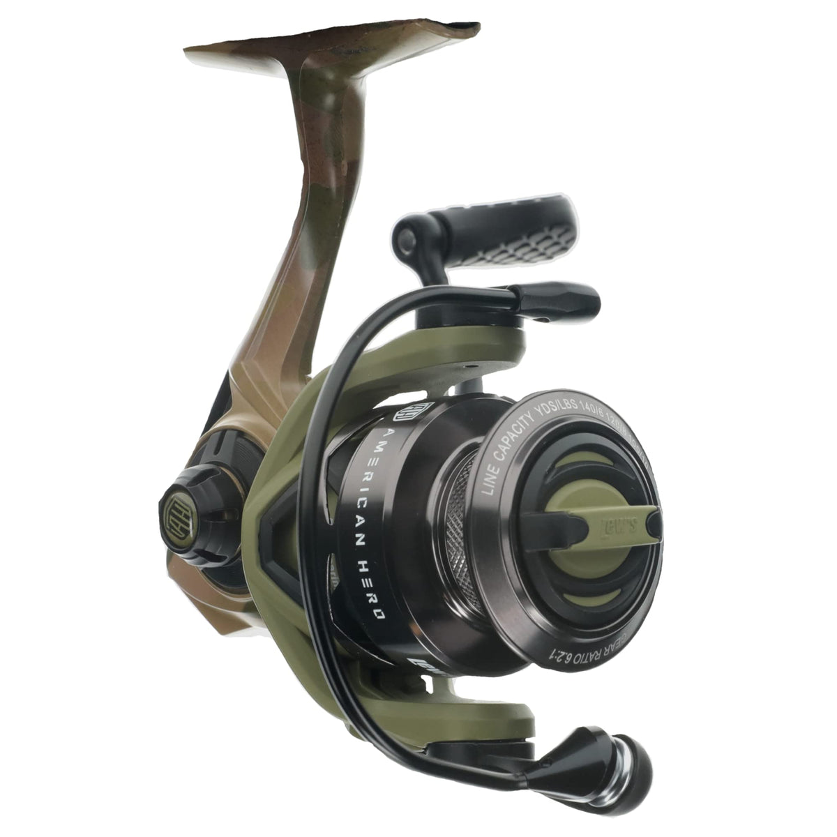 Lew's American Hero Tier 1 spinning reel frame close-up highlighting rugged one-piece aluminum construction