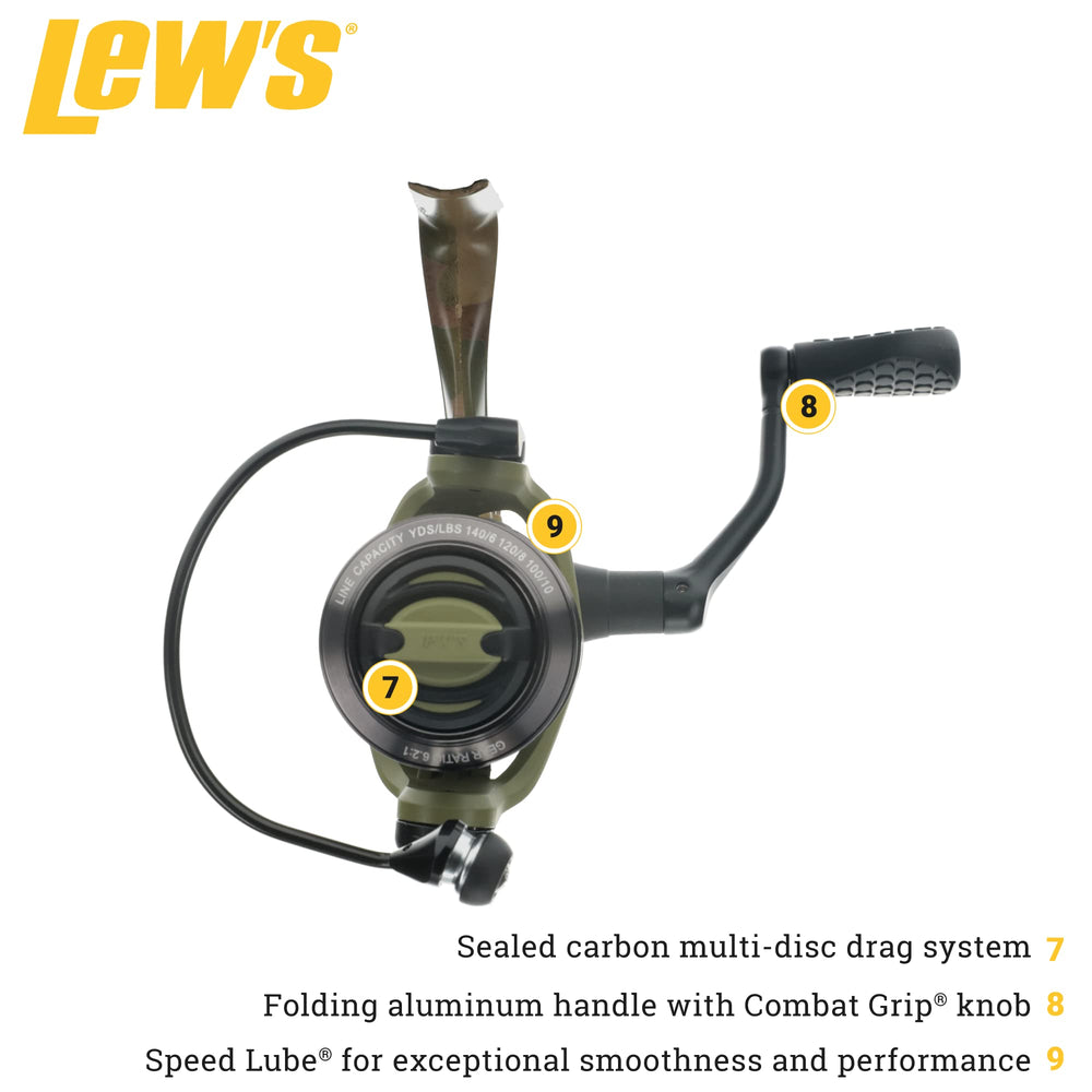 Lew's American Hero Tier 1 gear system close-up demonstrates smooth operation and brass speed gears