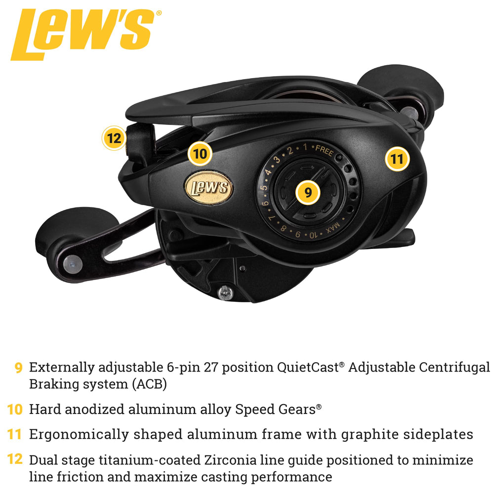 Lew's BB1 Pro graphite sideplates illustrating lightweight rigidity
