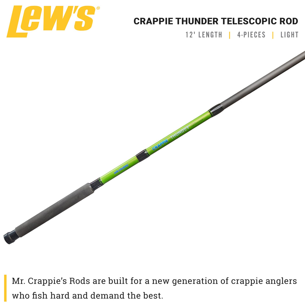 Lew's Crappie Thunder 12ft rod collapsed for easy travel and storage
