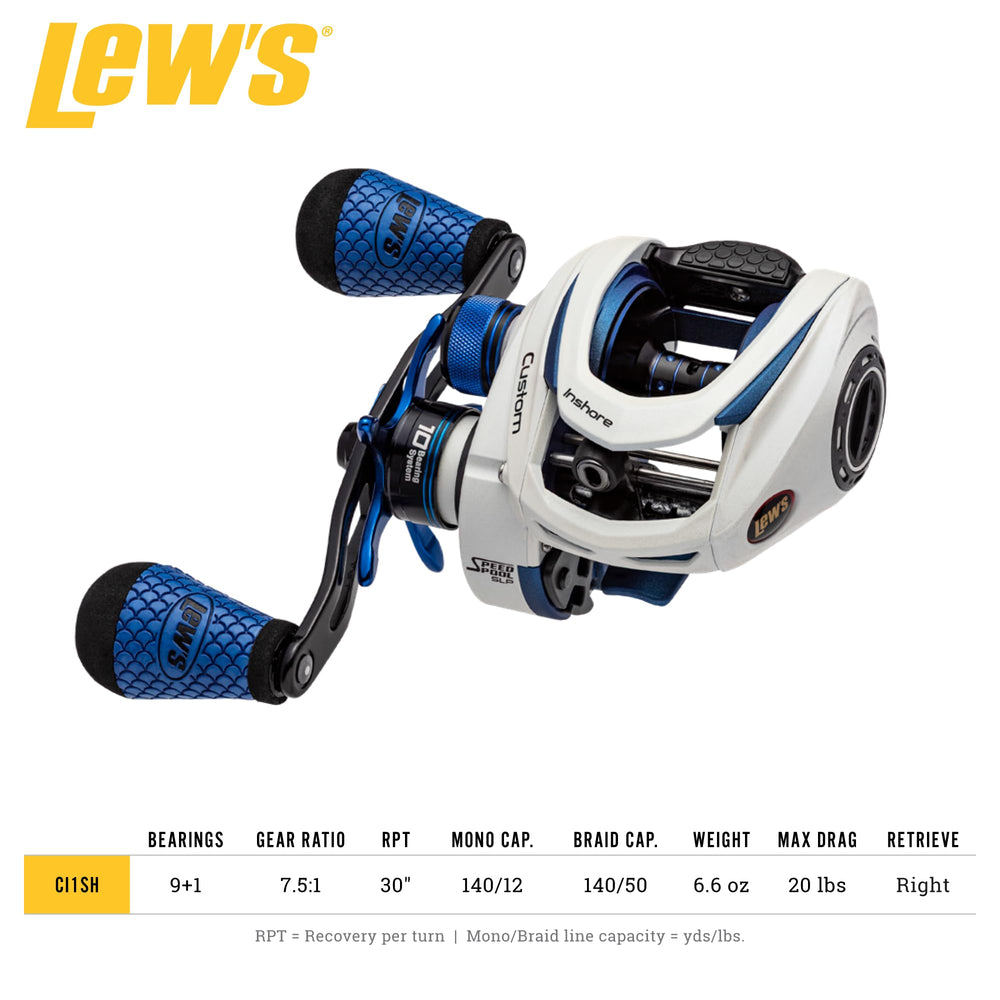 Premium 10 bearing system with stainless steel bearings on Lew's Inshore SLP