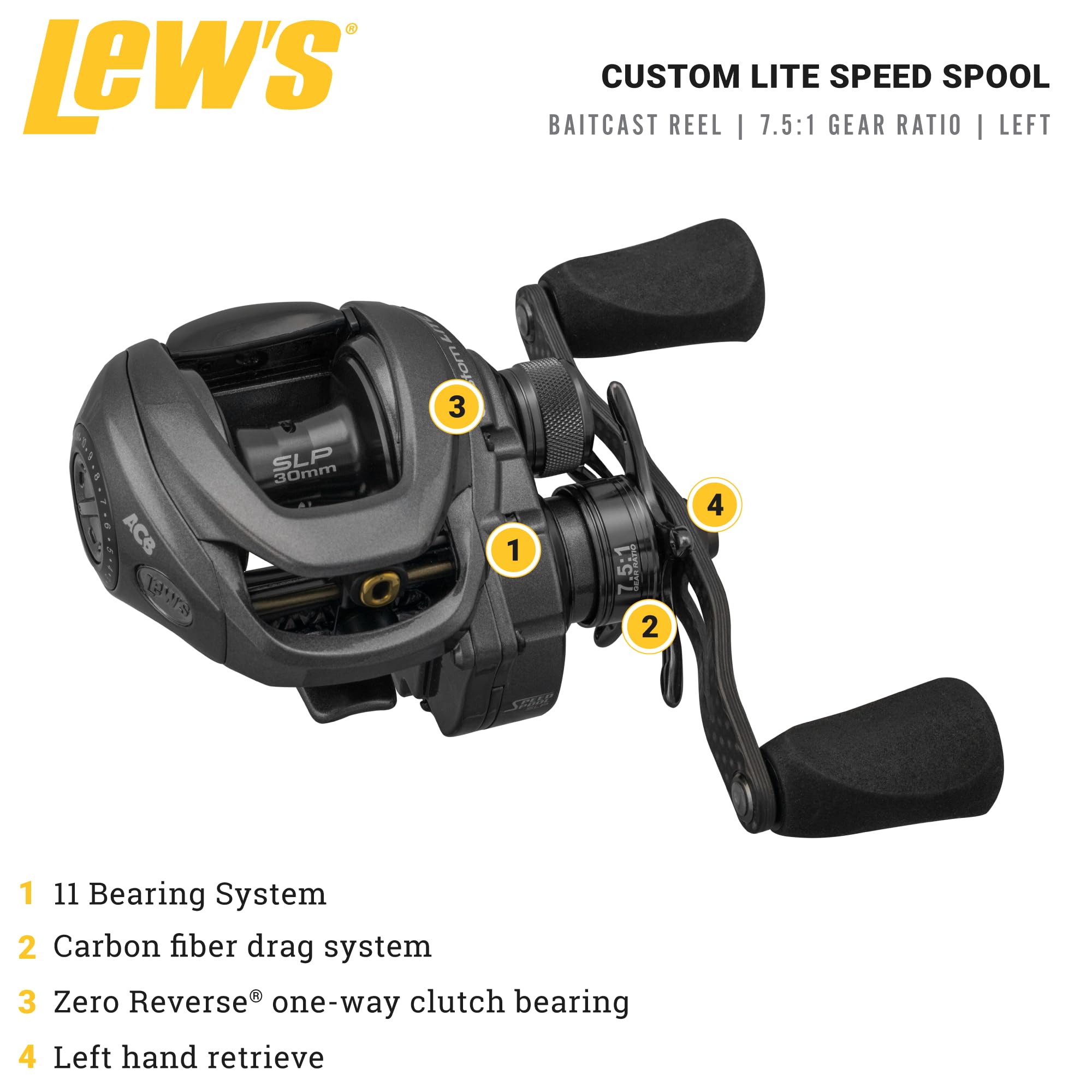 Lew's Custom Lite SLP titanium-coated line guide promotes smooth line flow for precise casting