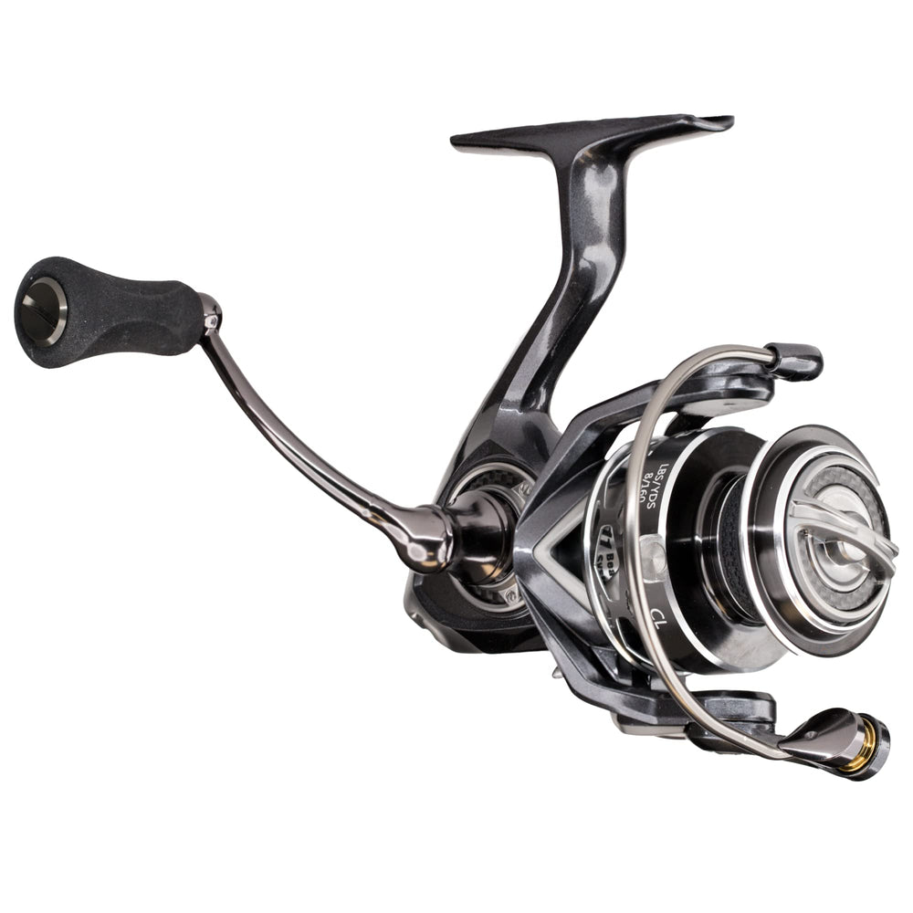 Lew's Custom Lite spinning reel frame showcases lightweight strength for all-day casting.
