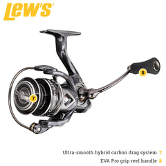 Lew's Custom Lite handle with EVA Pro knob offers comfortable, precise cranking.