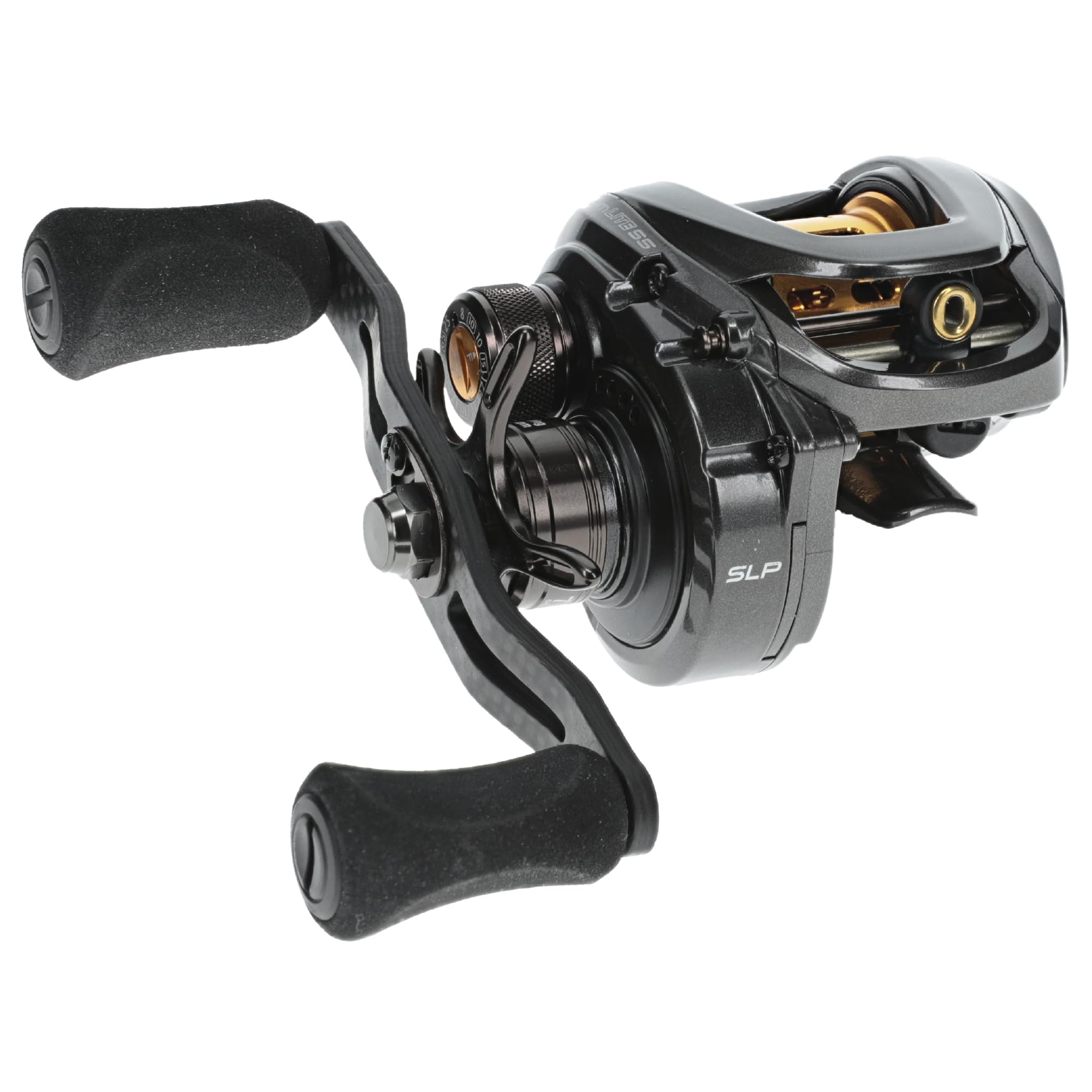 Lew's Custom Lite SS baitcast reel in carbon gray finish with shallow 30 mm spool