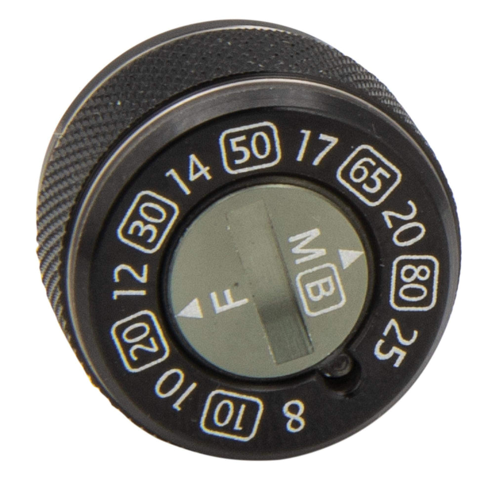 Side view of Lew's Custom Speed Dial CSSDBGS reel showing line type indicator