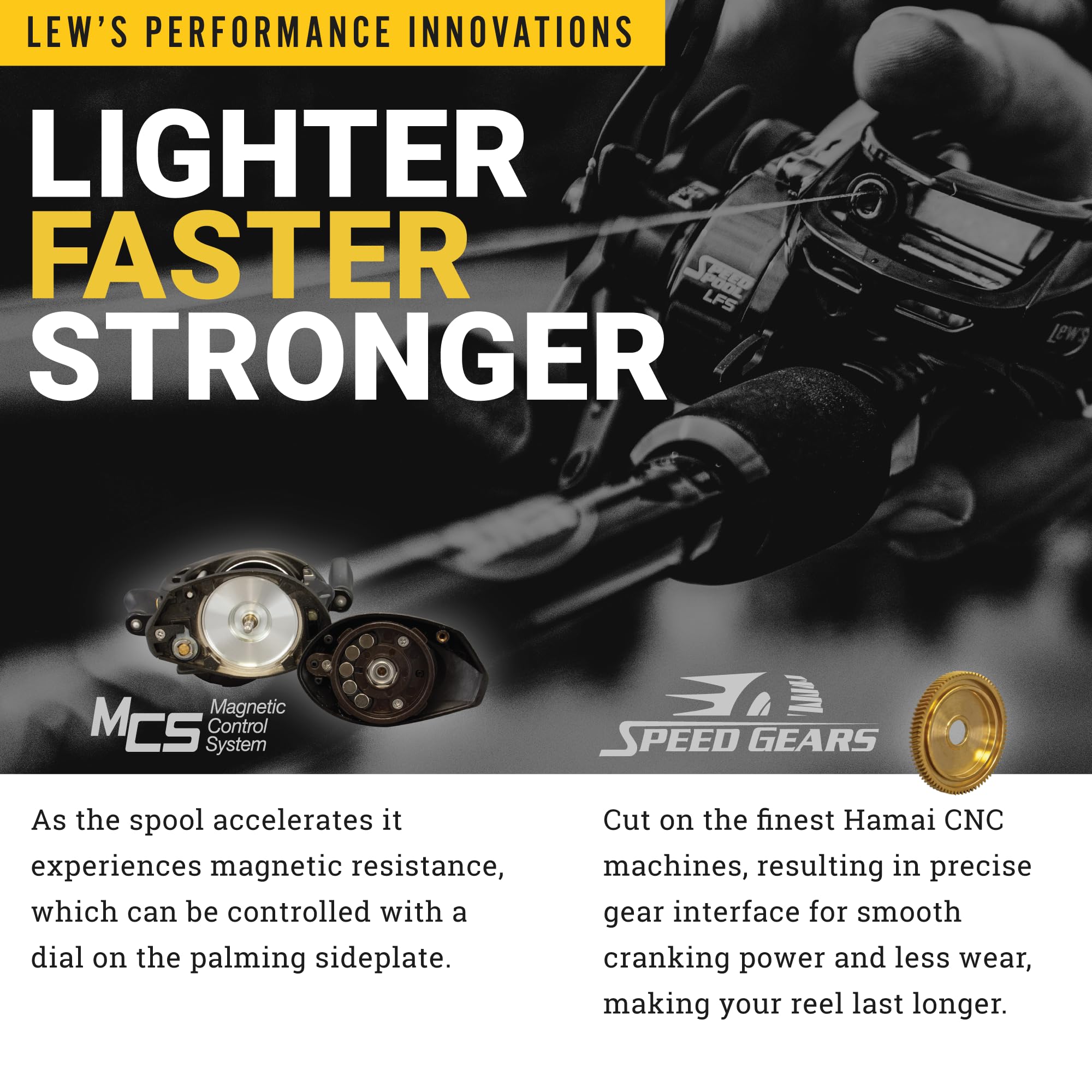 Reel specifications: line capacity and max drag on Lew's Laser MG Speed Spool SLP
