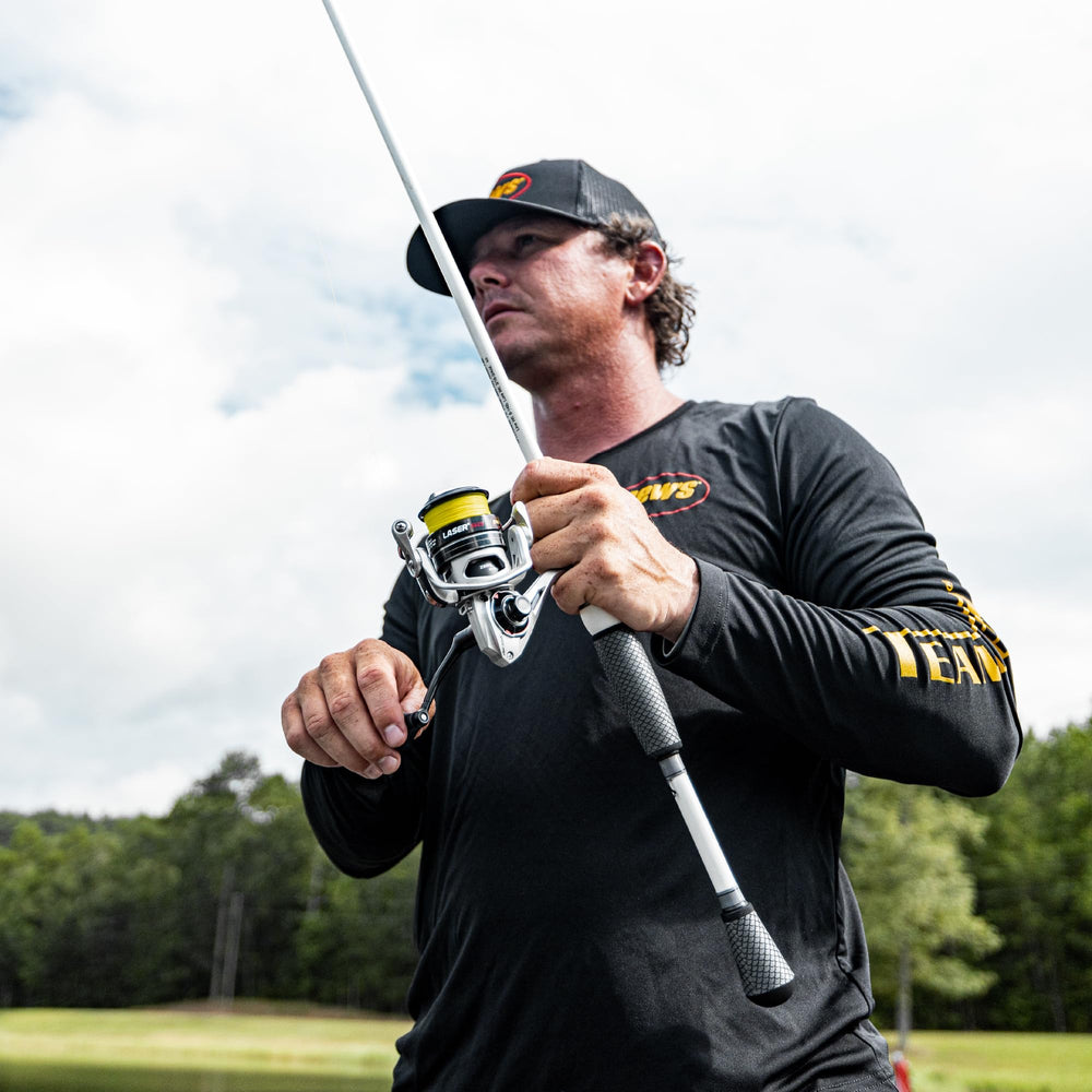 Lew's Laser SG Speed Spin braid-ready spool supports versatile line choices.