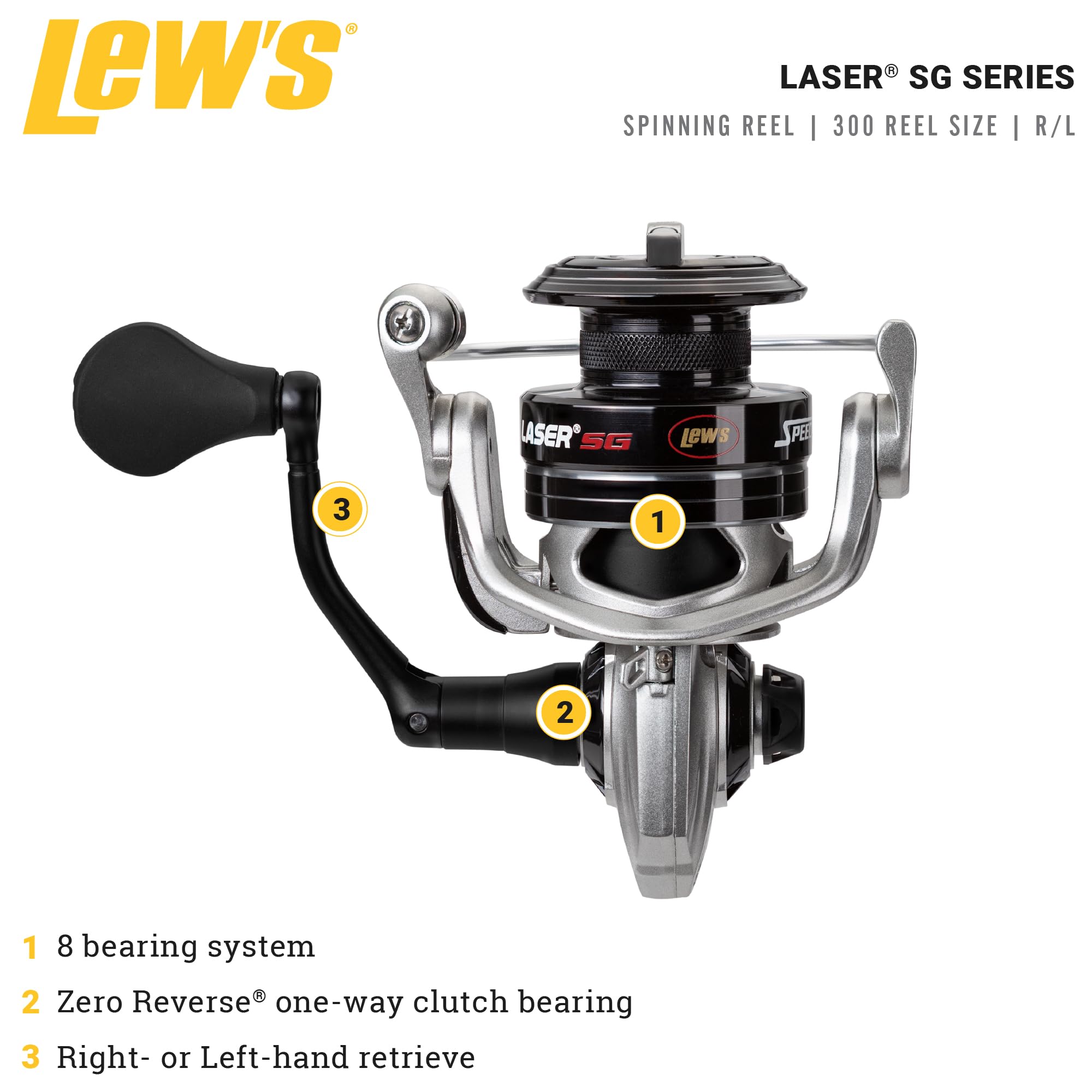 Lew's Laser SG Speed Spin spool detail highlights braid-ready aluminum construction.