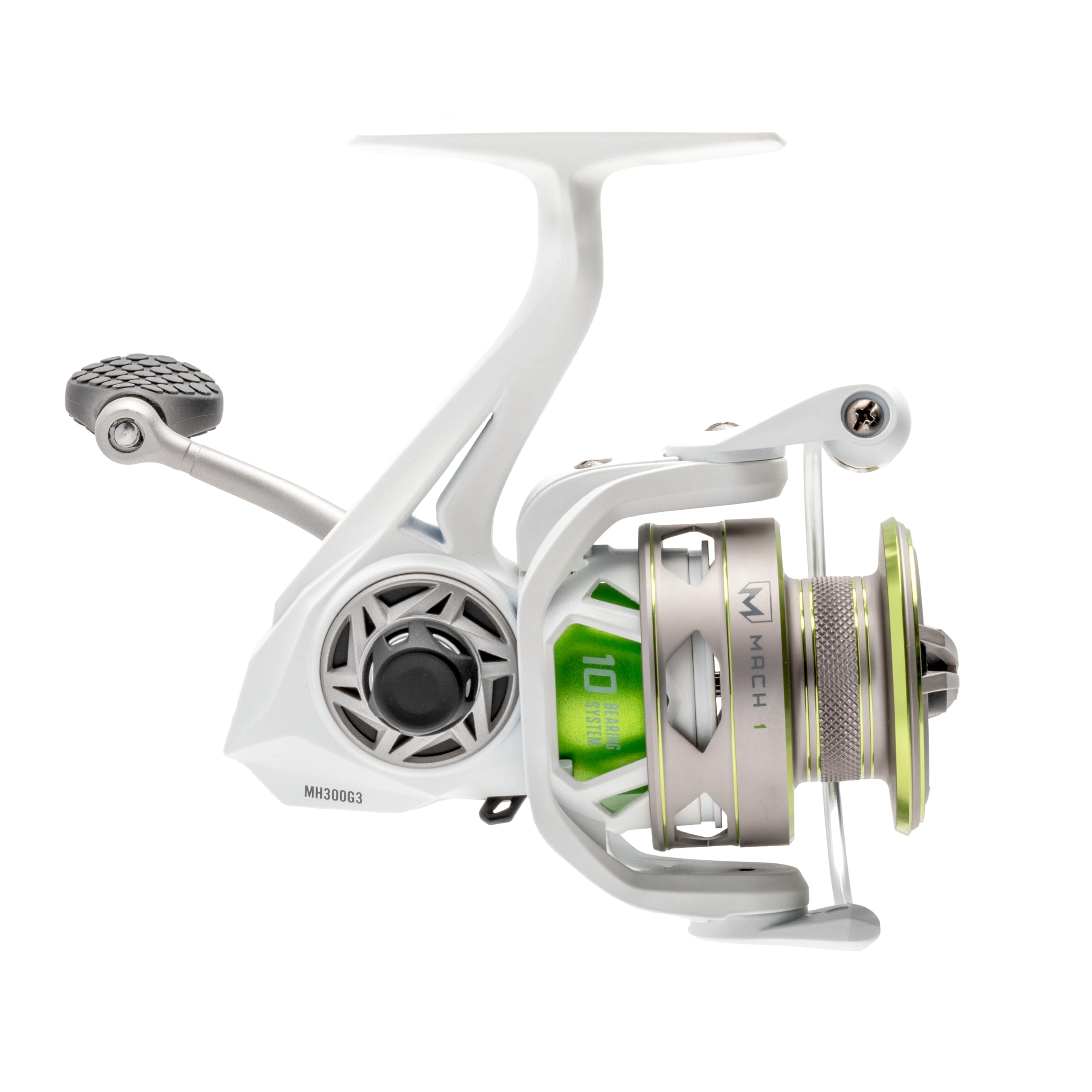 Lew's MACH 1 300 spinning reel with spool shows versatile line capacity for freshwater use.